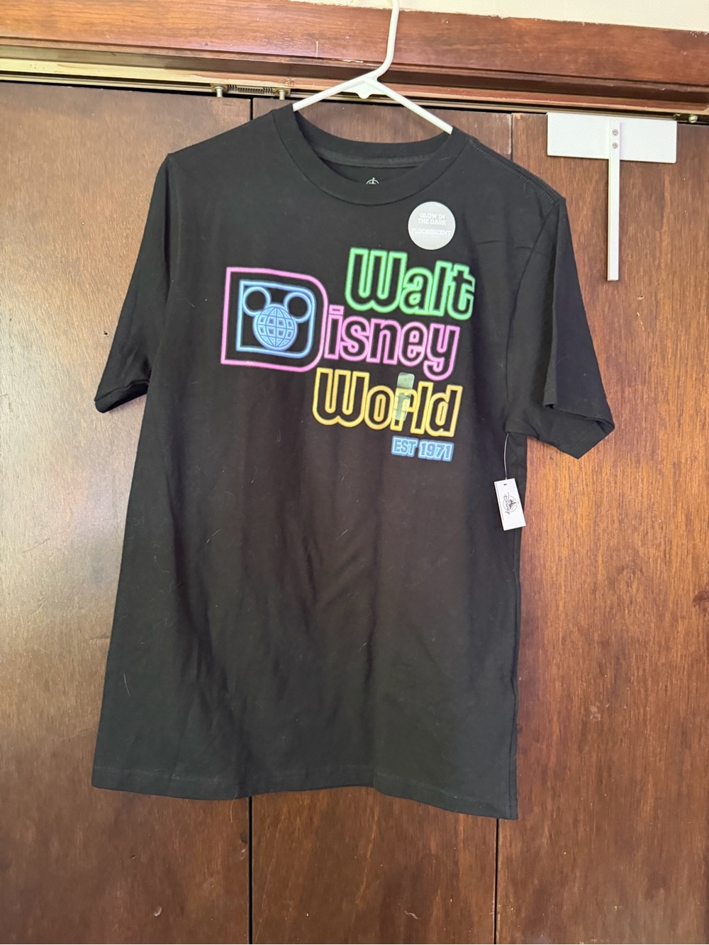 Disney Black Short-Sleeve Tee with Neon Walt Disney World Graphic